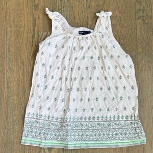 GAP White and Green Patterned Tank Top